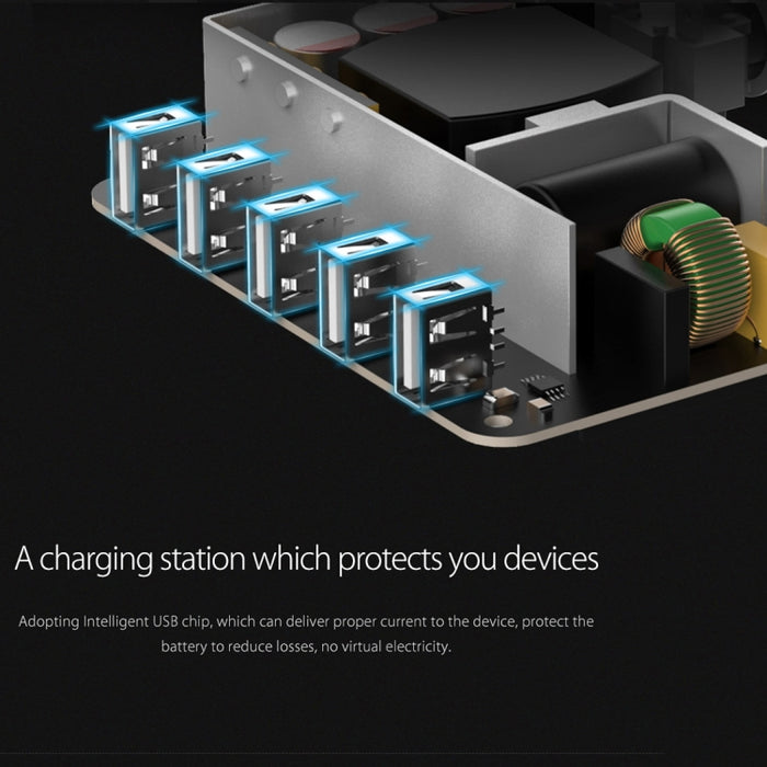ORICO DUK-5P Estación de carga inteligente con 5 puertos USB de 40 W y soporte para teléfono y tableta
