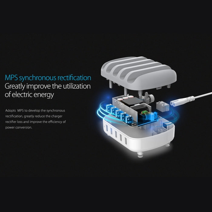 ORICO DUK-5P Estación de carga inteligente con 5 puertos USB de 40 W y soporte para teléfono y tableta