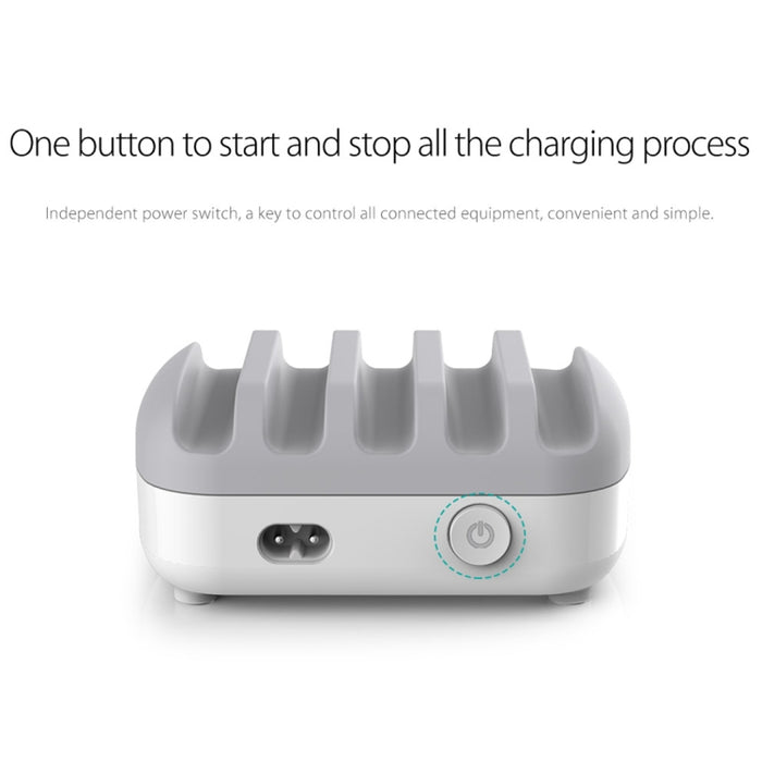 ORICO DUK-5P Estación de carga inteligente con 5 puertos USB de 40 W y soporte para teléfono y tableta