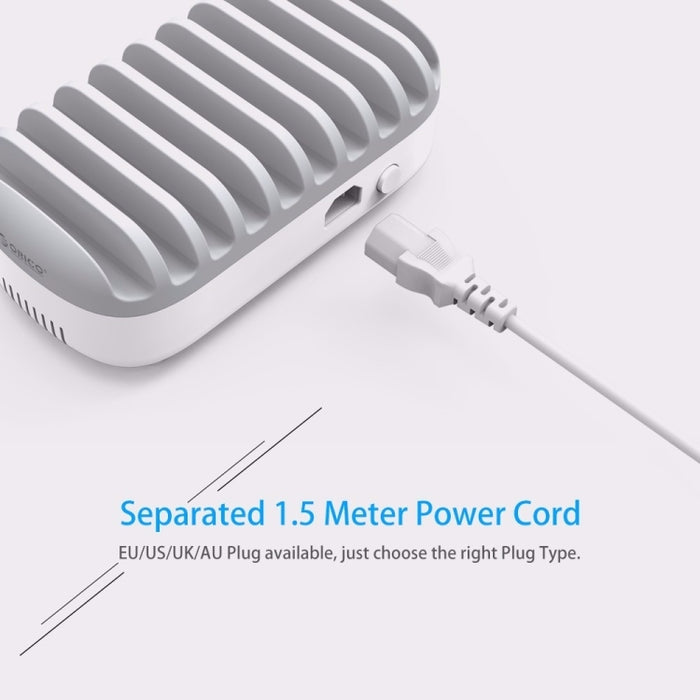 ORICO DUK-10P Estación de carga inteligente con 10 puertos USB de 120 W y soporte para teléfono y tableta
