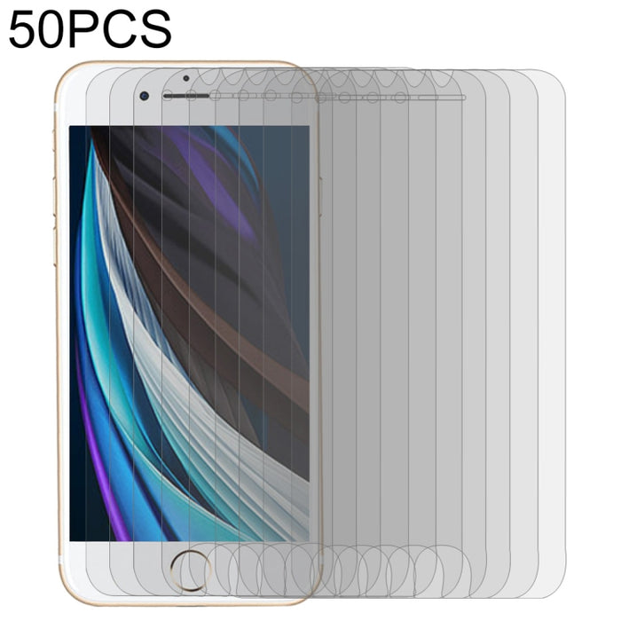 Para iPhone SE 2022 / SE 2020 50 piezas Película de vidrio templado con borde de arco grande