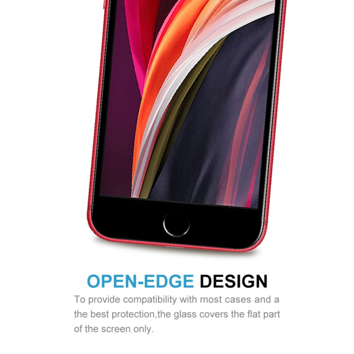 Para iPhone SE 2022/2020 Película de vidrio templado de aluminio con borde de arco grande de pantalla completa