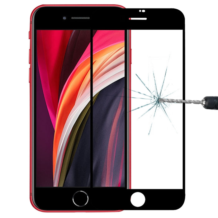 Para iPhone SE 2022/2020 Película de vidrio templado de aluminio con borde de arco grande de pantalla completa