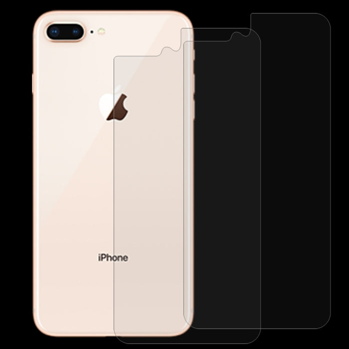 2 PCS para iPhone 8 Plus y 7 Plus 0,3 mm 9H Dureza de la superficie 2.5D Borde curvo Protector de pantalla trasera de vidrio templado premium a prueba de explosiones