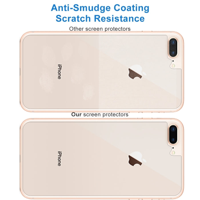 2 PCS para iPhone 8 Plus y 7 Plus 0,3 mm 9H Dureza de la superficie 2.5D Borde curvo Protector de pantalla trasera de vidrio templado premium a prueba de explosiones