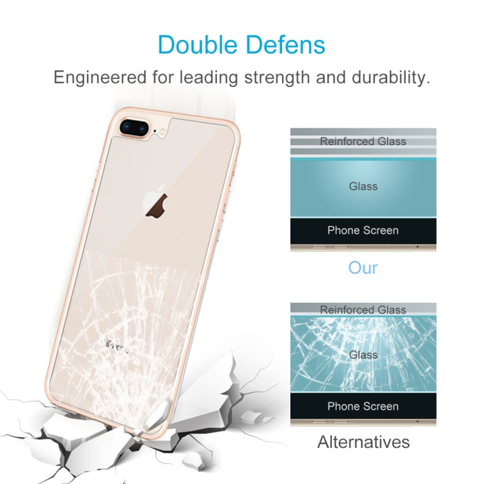 Para iPhone 8 Plus y 7 Plus, membrana trasera de 0,3 mm, dureza 9H, defensa de frontera de arco 2.5d, explota membrana trasera templada de alta calidad