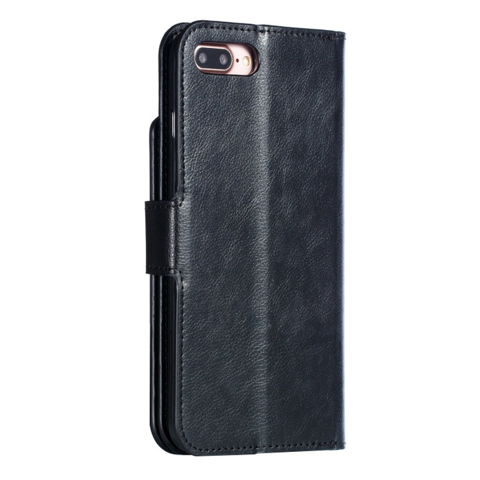 Funda de cuero con tapa horizontal con textura Litchi para iPhone 7 Plus, con nueve ranuras para tarjetas, billetera y marco de fotos