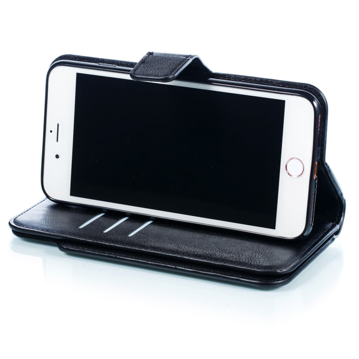 Funda de cuero con tapa horizontal con textura Litchi para iPhone 7 Plus, con nueve ranuras para tarjetas, billetera y marco de fotos