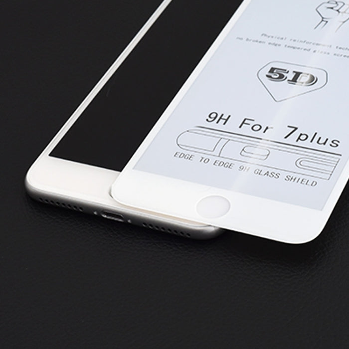 Película de vidrio templado de pantalla completa con pegamento completo 9H 5D para iPhone 7 Plus / 8 Plus
