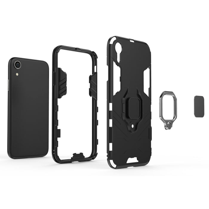 Para iPhone XR PC + TPU Funda protectora a prueba de golpes con soporte de anillo magnético
