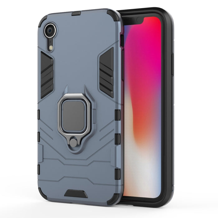 Para iPhone XR PC + TPU Funda protectora a prueba de golpes con soporte de anillo magnético
