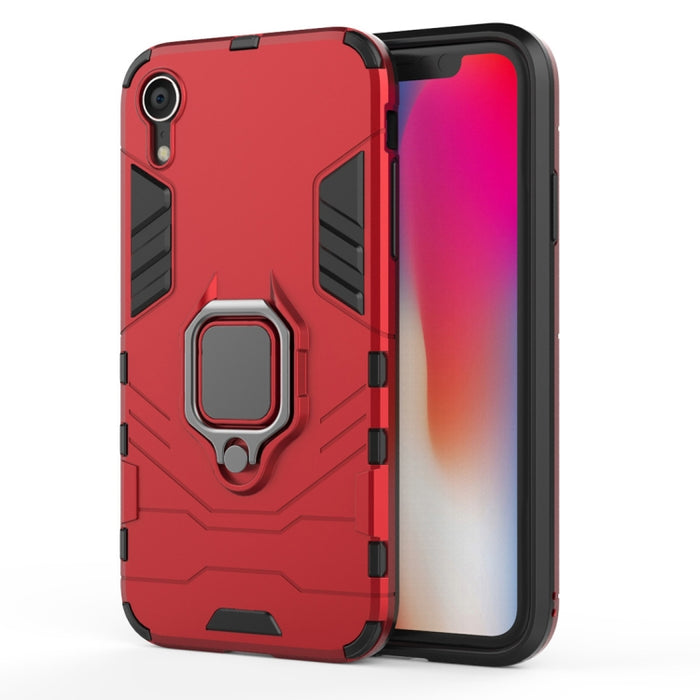 Para iPhone XR PC + TPU Funda protectora a prueba de golpes con soporte de anillo magnético