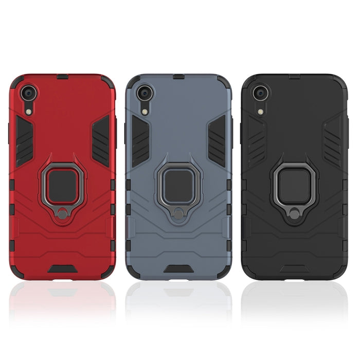 Para iPhone XR PC + TPU Funda protectora a prueba de golpes con soporte de anillo magnético