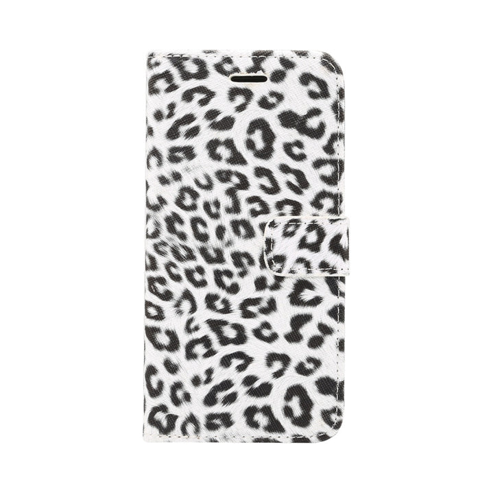 Para iPhone XR Funda de cuero con tapa horizontal con patrón de leopardo con soporte y ranuras para tarjetas