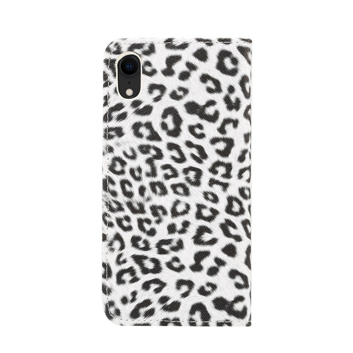 Para iPhone XR Funda de cuero con tapa horizontal con patrón de leopardo con soporte y ranuras para tarjetas