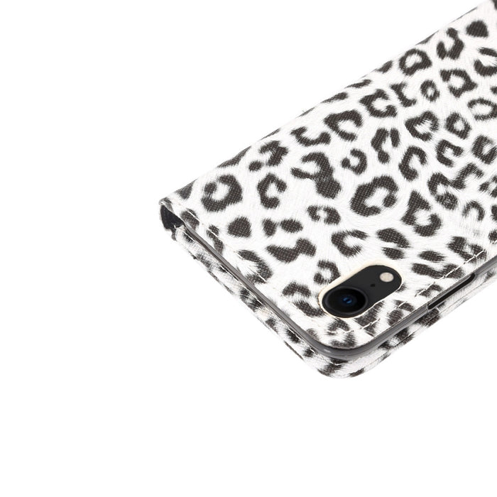 Para iPhone XR Funda de cuero con tapa horizontal con patrón de leopardo con soporte y ranuras para tarjetas