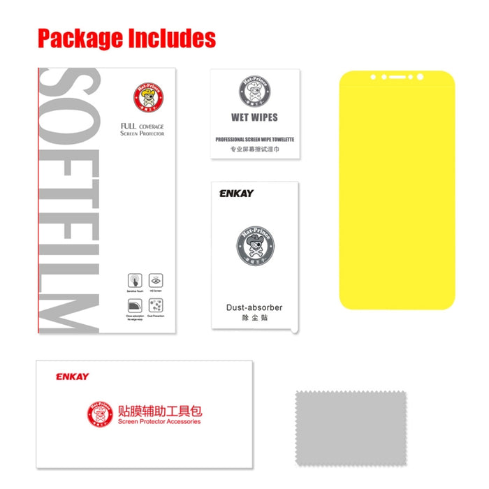 ENKAY Hat-Prince 0,1 mm 3D Protector de pantalla completa Película de hidrogel a prueba de explosiones para iPhone XS, material TPU + TPE + PET