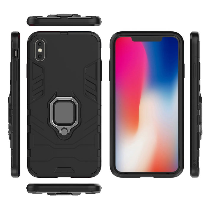 Para iPhone XS Max PC + TPU Funda protectora a prueba de golpes con soporte de anillo magnético