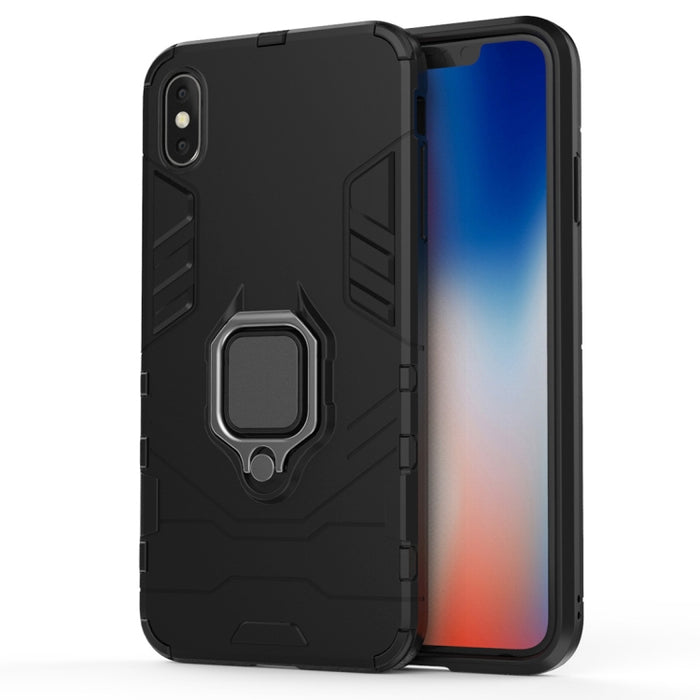 Para iPhone XS Max PC + TPU Funda protectora a prueba de golpes con soporte de anillo magnético