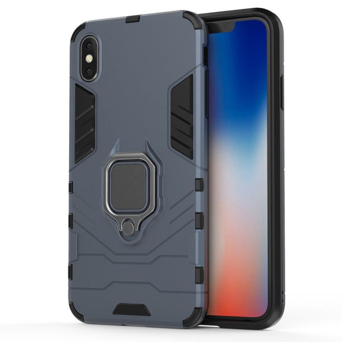 Para iPhone XS Max PC + TPU Funda protectora a prueba de golpes con soporte de anillo magnético