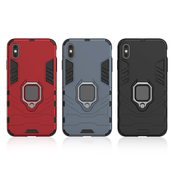 Para iPhone XS Max PC + TPU Funda protectora a prueba de golpes con soporte de anillo magnético