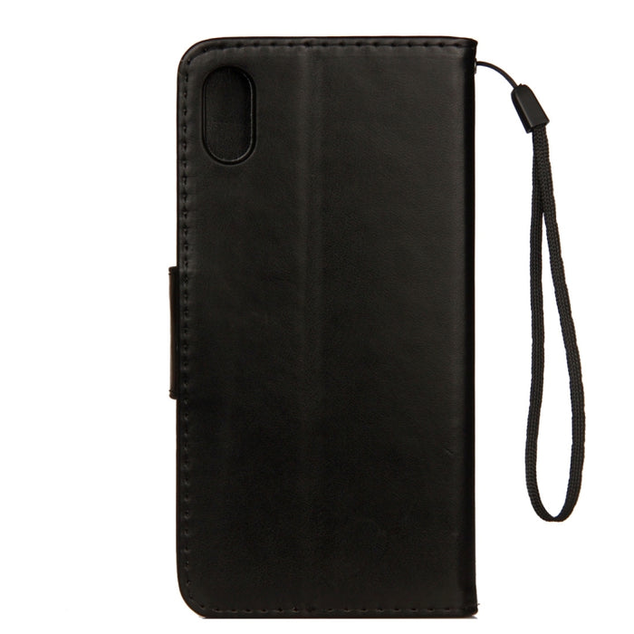 Para iPhone XS Max Funda de cuero con tapa horizontal con patrón de mariposa en relieve con ranura para tarjeta, soporte, billetera y cordón