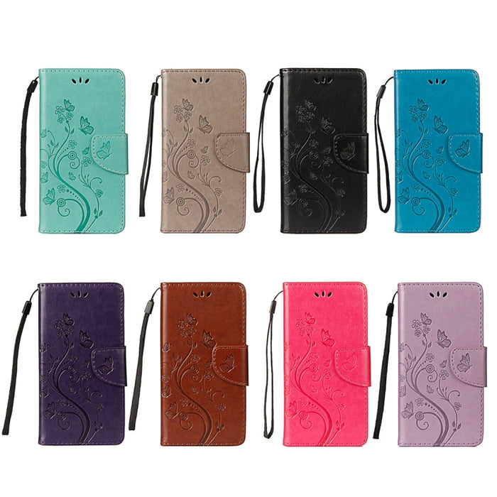 Para iPhone XS Max Funda de cuero con tapa horizontal con patrón de mariposa en relieve con ranura para tarjeta, soporte, billetera y cordón