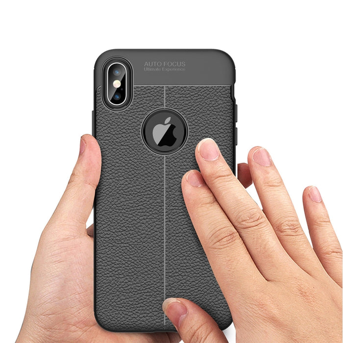 Para iPhone XS Max Funda de TPU con textura Litchi