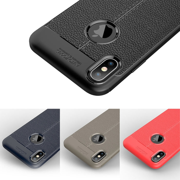 Para iPhone XS Max Funda de TPU con textura Litchi