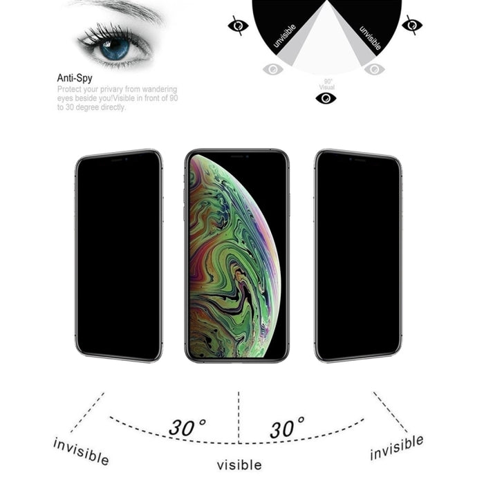 Para iPhone 11 Pro Max / XS Max 9H 3D Privacidad Antideslumbrante Protector de pantalla de vidrio templado de pantalla no completa