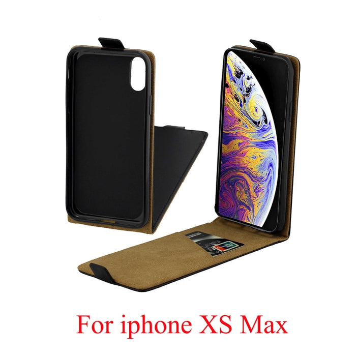 Para iPhone XS Max Business Style Funda de cuero con tapa vertical TPU con ranura para tarjeta