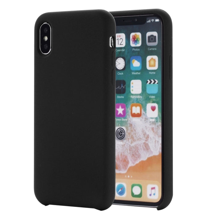 Para iPhone XS Max Four Corners Cobertura total Funda protectora de silicona líquida Contraportada
