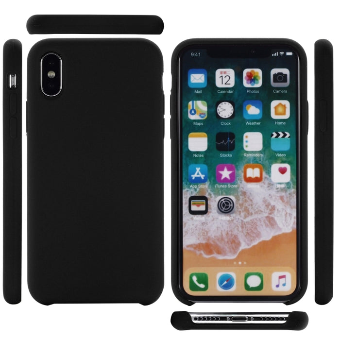 Para iPhone XS Max Four Corners Cobertura total Funda protectora de silicona líquida Contraportada