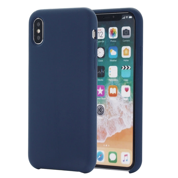 Para iPhone XS Max Four Corners Cobertura total Funda protectora de silicona líquida Contraportada