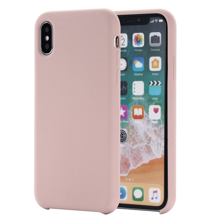 Para iPhone XS Max Four Corners Cobertura total Funda protectora de silicona líquida Contraportada