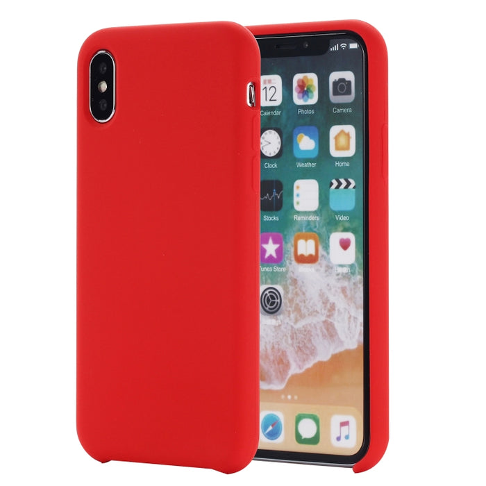 Para iPhone XS Max Four Corners Cobertura total Funda protectora de silicona líquida Contraportada