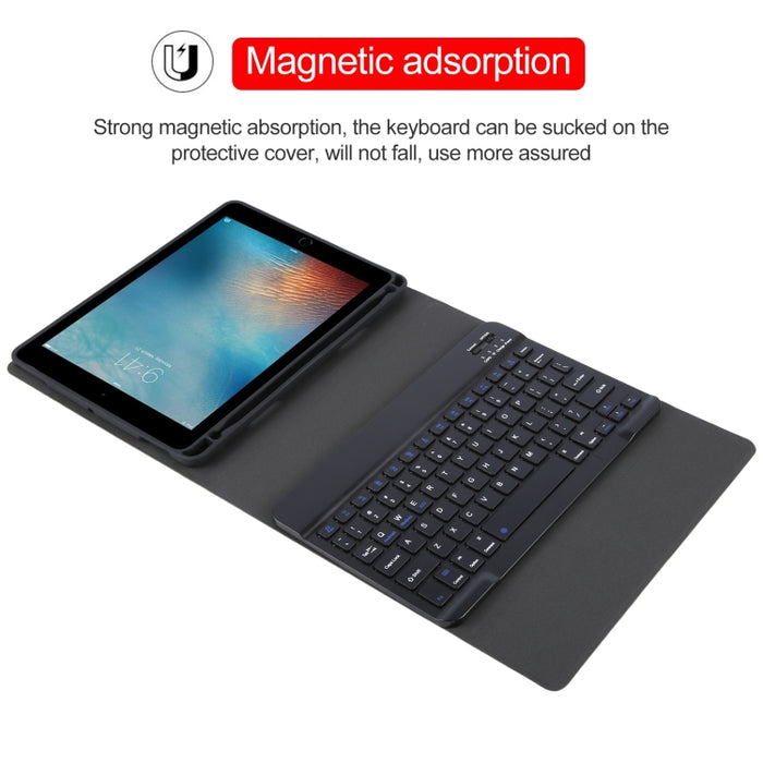 IP071 para iPad Pro 9.7 pulgadas / iPad Air 2 / iPad Air /iPad 9.7 (2018) y iPad 9.7 (2017) Teclado Bluetooth ABS separable + Funda para tableta de cuero con tapa horizontal con textura Litchi con soporte
