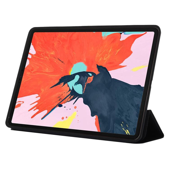 Funda de cuero de color sólido con tapa horizontal para iPad Pro de 12,9 pulgadas (2018), con soporte plegable triple y función de activación/suspensión