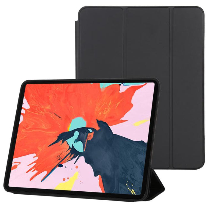 Funda de cuero de color sólido con tapa horizontal para iPad Pro de 12,9 pulgadas (2018), con soporte plegable triple y función de activación/suspensión