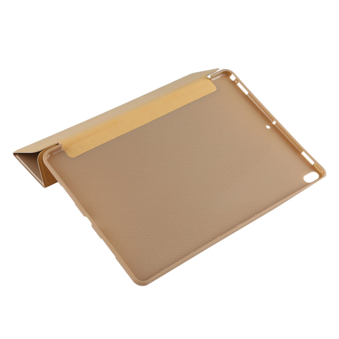 Funda inferior de plástico PU con deformación plegable Funda de cuero con tapa izquierda y derecha con soporte de tres pliegues y suspensión inteligente para iPad Air3 2019