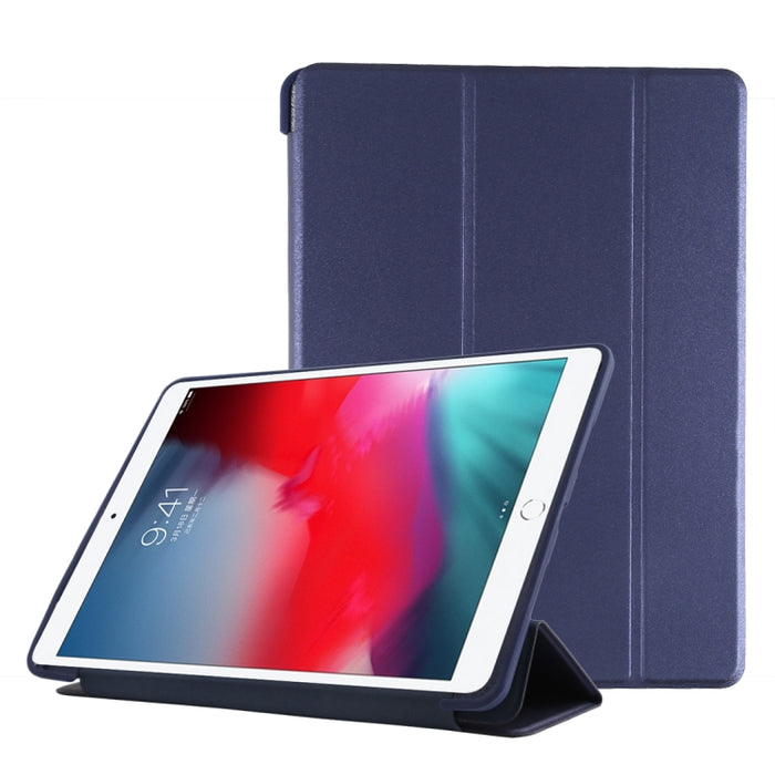 Funda inferior de plástico PU con deformación plegable Funda de cuero con tapa izquierda y derecha con soporte de tres pliegues y suspensión inteligente para iPad Air3 2019