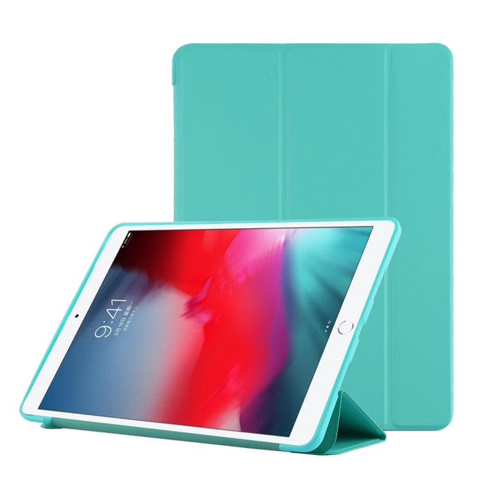 Funda inferior de plástico PU con deformación plegable Funda de cuero con tapa izquierda y derecha con soporte de tres pliegues y suspensión inteligente para iPad Air3 2019