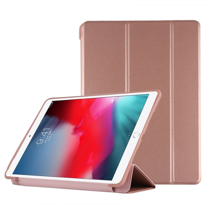 Funda inferior de plástico PU con deformación plegable Funda de cuero con tapa izquierda y derecha con soporte de tres pliegues y suspensión inteligente para iPad Air3 2019