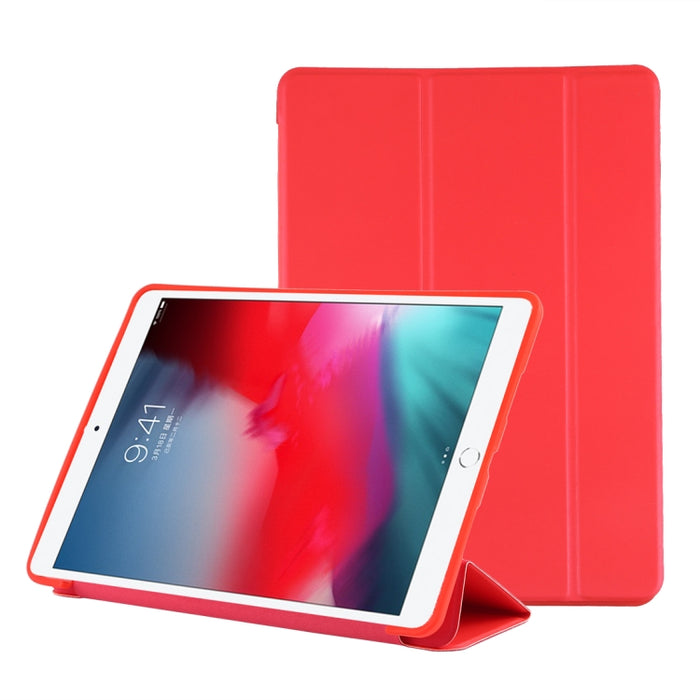 Funda inferior de plástico PU con deformación plegable Funda de cuero con tapa izquierda y derecha con soporte de tres pliegues y suspensión inteligente para iPad Air3 2019