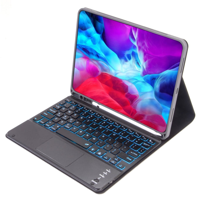 X-11BCS Funda para tableta con teclado Bluetooth desmontable con textura lisa de piel para iPad Pro de 11 pulgadas 2020/2018, con panel táctil, ranura para lápiz y retroiluminación