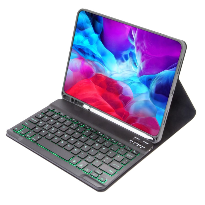 Funda para tableta con teclado Bluetooth desmontable con textura lisa de piel X-11BS para iPad Pro de 11 pulgadas 2020/2018, con ranura para bolígrafo y retroiluminación