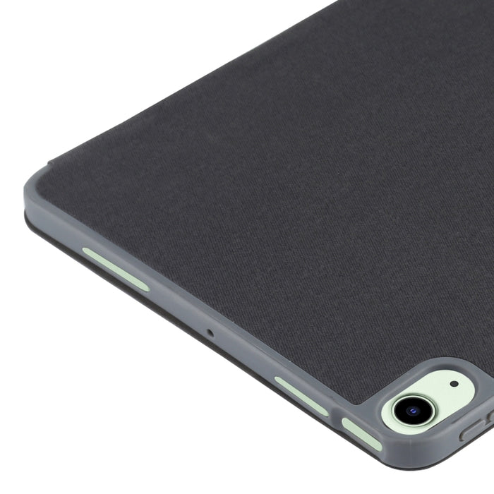 Mutural YASHI Series TPU + PU Patrón de tela Textura Funda de cuero con tapa horizontal con soporte plegable triple y ranura para bolígrafo y función de activación / suspensión para iPad Air 2022/2020 10.9