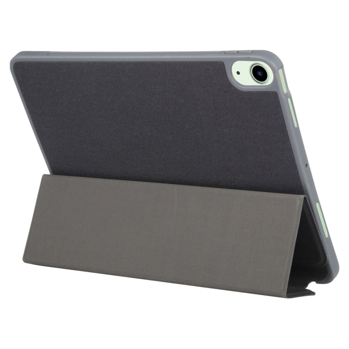 Mutural YASHI Series TPU + PU Patrón de tela Textura Funda de cuero con tapa horizontal con soporte plegable triple y ranura para bolígrafo y función de activación / suspensión para iPad Air 2022/2020 10.9