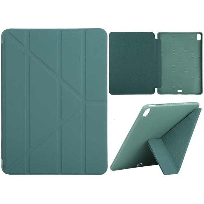 Millet Texture PU + Funda de cuero de cobertura total de silicona con soporte plegable múltiple para iPad Air (2020) de 10,9 pulgadas