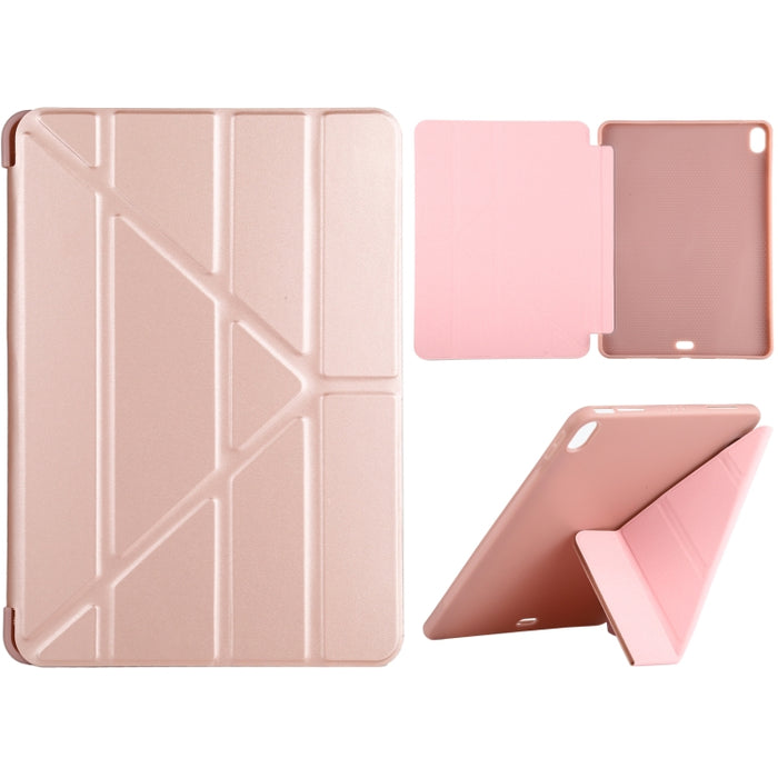 Millet Texture PU + Funda de cuero de cobertura total de silicona con soporte plegable múltiple para iPad Air (2020) de 10,9 pulgadas